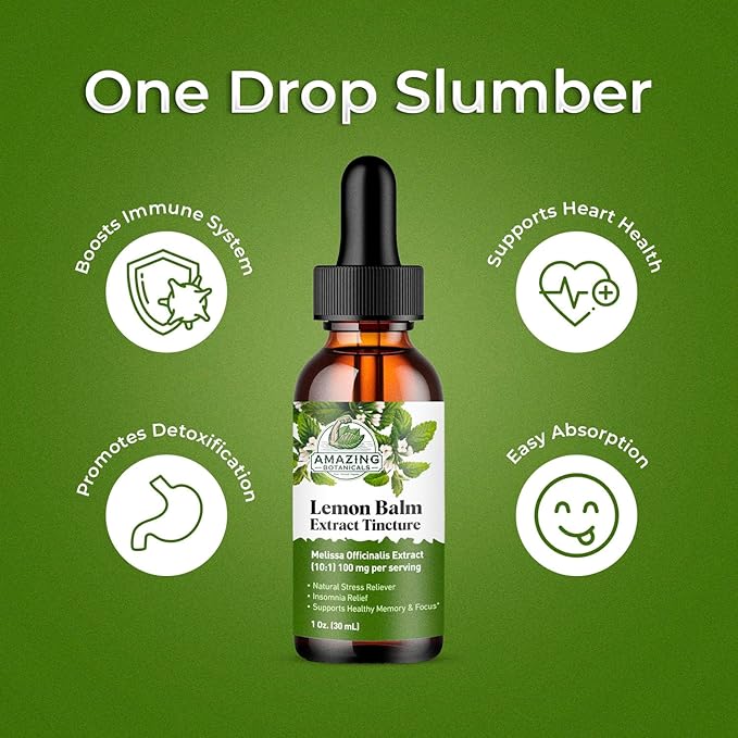 Organic Lemon Balm Leaf Liquid Extract for Immune Support - Lemon Balm Tincture for Mood &amp Relaxation Support - Organic Extract Tincture Leaf Drops for Adults &amp Kids Dietary Supplement - 4oz