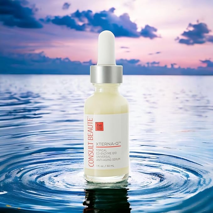 Consult Beaute XTERNA-Q COEnzyme Q10 Anti-Aging Serum for Face and Neck Smoothing CoQ10 Peptides Bergamot Fruit Oil Antioxidant Skin Care 1 Fl. Oz.