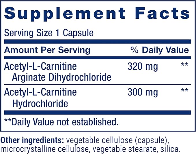 Life Extension Acetyl-L-Carnitine Arginate Advanced Brain &amp Nerve Health Cellular Energy Support Gluten-Free Non-GMO 90 Capsules