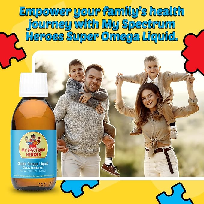 My Spectrum Heroes Fish Oil Supplement for Children - Omega 3 for Neural Assistance Inflammation &amp Immune Aid - EPA &amp DHA for Brain &amp Eye Health - Kids &amp Adult Liquid Supplement - 5.0