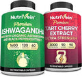 Nutrivein Premium Ashwagandha Capsules &amp Tart Cherry Capsules Bundle: High-Absorption Tart Cherry Extract and Ashwagandha Supplements for Recovery Balance and Vitality