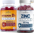 NEW AGE Immune Defense Combo - 2 Pack - Vitamin D3 Gummies 5000 IU 125mcg &amp High Potency Zinc Gummies Immune Booster 120 Count