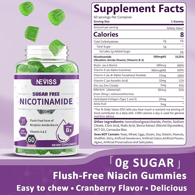 NEVISS Vegan Iron Supplement Gentl Iron + Sugar Free Nicotinamide 500mg Gummies