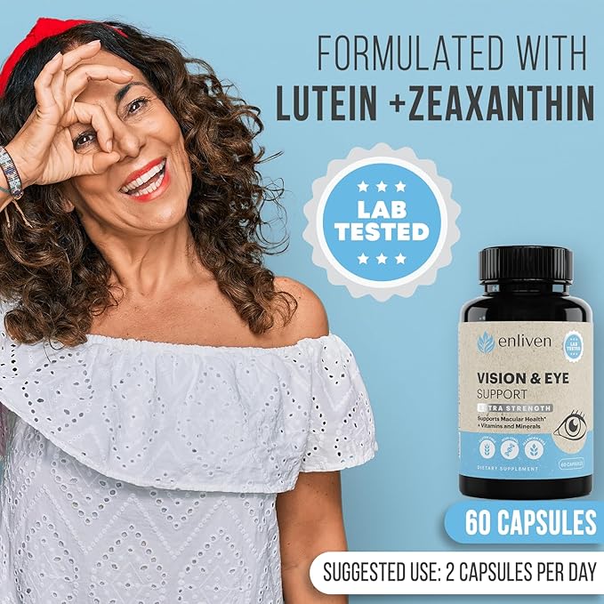 Lutein and Zeaxanthin Eye Health Supplement | Vision Support with Antioxidants Zinc Vitamin C &amp E | Helps Reduce Eye Strain Support Macular Health &amp Clarity | 60 Capsules | Made in USA