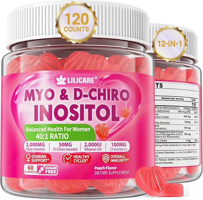 Bundle: 5HTP Gummies with Magnesium Glycinate - Melatonin Free Sleep Gummies for Adults &amp Kids 8+ &amp Inositol Gummies Ideal 40:1 Ratio Myo &amp D-Chiro Inositol Supplement