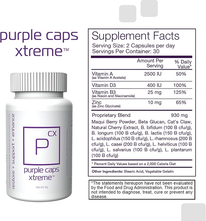 Global Purple Caps Xtreme - Supplement with Vitamins and Minerals by Rotkin Wellness - 60 Capsules