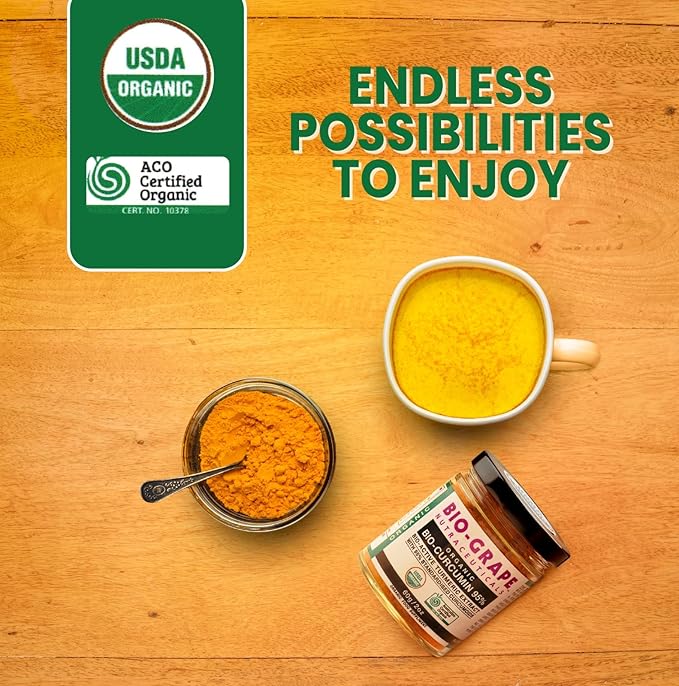 Turmeric Curcumin Extract 95% bio antioxidant USDA Organic Turmeric Powder 60g dose Curcumin Supplements for Joint Support and high Absorption to Boost Immune Support.
