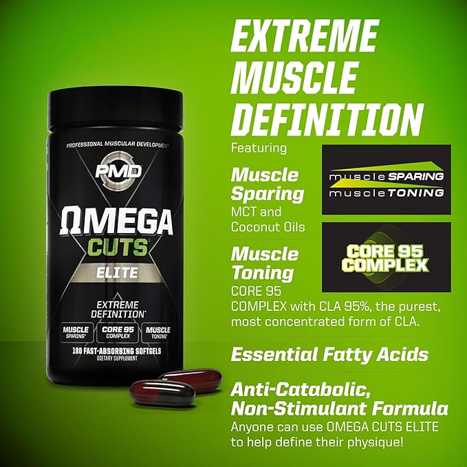 PMD Sports Six Week Inferno Stack - Maximum Strength Fat Burner and CLA Omega Fatty Acid to Lose Fat Fast and Increase Muscle Tone - Arsenal X Inferno/120 Liquid Gels Omega Cuts Elite/180 Softgels