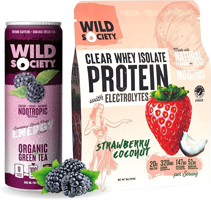 Clear Isolate + Energy Drink Super Combo - Strawberry Coconut Clear Whey + Black Razz Energy Drink