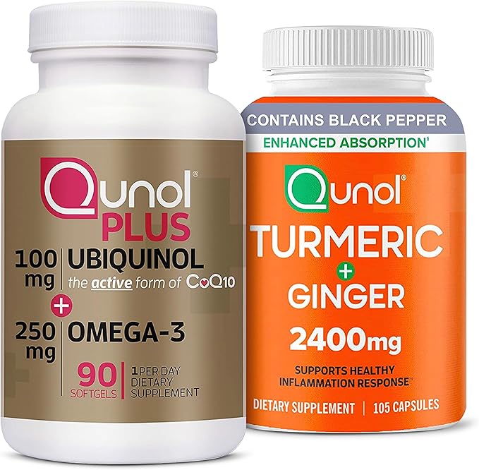 Qunol CoQ10 &amp Turmeric: Plus Ubiquinol CoQ10 90 Softgels &amp Turmeric Curcumin 2400mg 105 Capsules