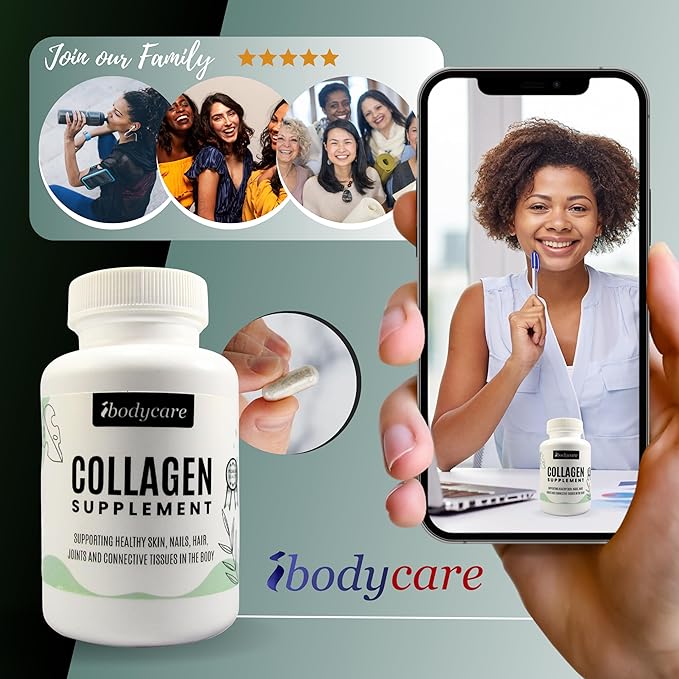 Collagen Supplement Type 1 and 3 - Activated Collagen Capsules with Vitamin C - Easy to Digest Premium Hair Skin Nails Joints Skin Lashes Supplement - 60 Tablets