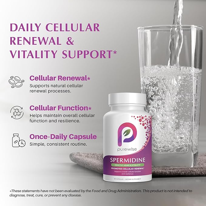 Spermidine Supplements | Supports Healthy Aging &amp Vitality | Promotes Cellular Renewal &amp Function for Longevity &amp Energy Support | 60 Capsules