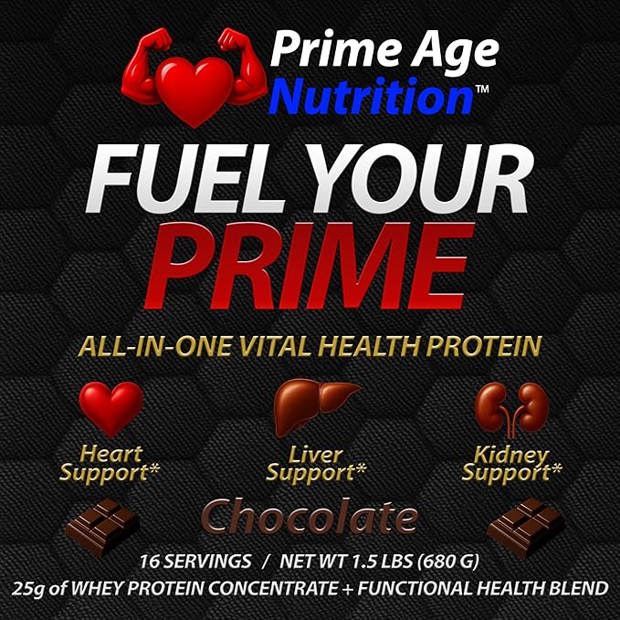 Fuel Your Prime Whey Protein Chocolate Flavor with CoQ10 and Magnesium Supports Circulation &amp Liver Function