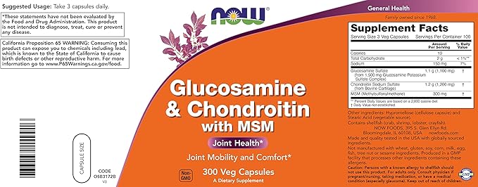 Now Glucosamine &amp Chondroitin with MSM 300 Capsules