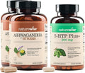 NatureWise (Pack of 2) Ashwagandha for Stress + GABA &amp L-Theanine - 60 Capsules[30-Day Supply] + [1] 5-HTP 200mg + Vitamin B6 - Non-GMO Vegan - 60 Capsules[60-Day Supply]