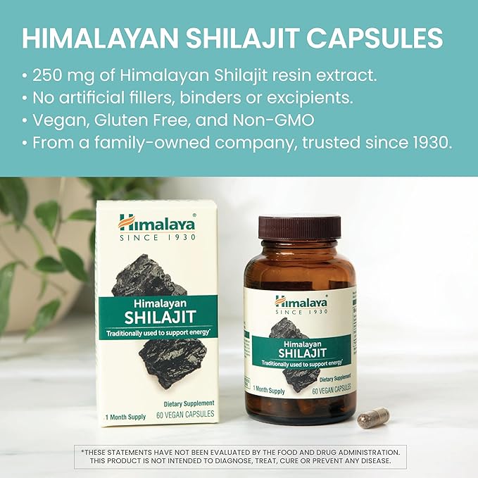 Himalaya Organic Ashwagandha and Shilajit Extract Supplements for Stress Relief &amp Energy Support 60 Count (Pack of 2)