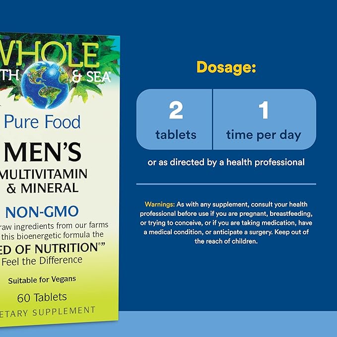 Natural Factors Men's Multivitamin &amp Mineral 1 Serving Contains Nutrition Equivalent to ½ lb of Veggies 60 Tablets
