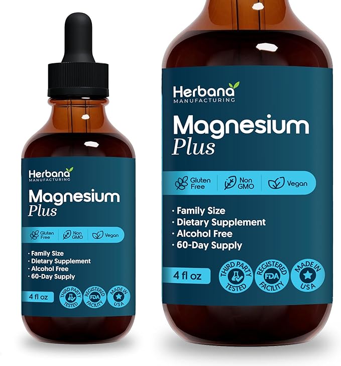 Magnesium Complex Plus 4 fl oz Liquid Drops - Advanced Magnesium Citrate Glycinate L-threonate with Vitamins B6 D C Supplement - High Potency 100% Absorption - 60-Day Supply