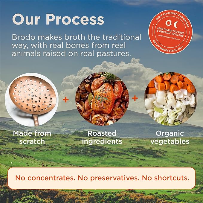 Brodo Ready to Drink Organic Chicken Collagen Rich Bone Broth with Collagen On The Go 10 g Protein Collagen Protein Not from Concentrate Collagen No Preservatives 8 oz (Pack of 6)