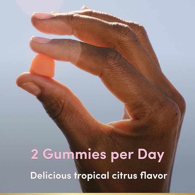 Nature's Bounty Optimal Solutions Hair Skin and Nails Collagen Pectin Gummies 100 mg Collagen and 2500 mcg Biotin Per Serving No Stick Gummy Tropical Citrus Flavor 200 ct 100 Total Servings