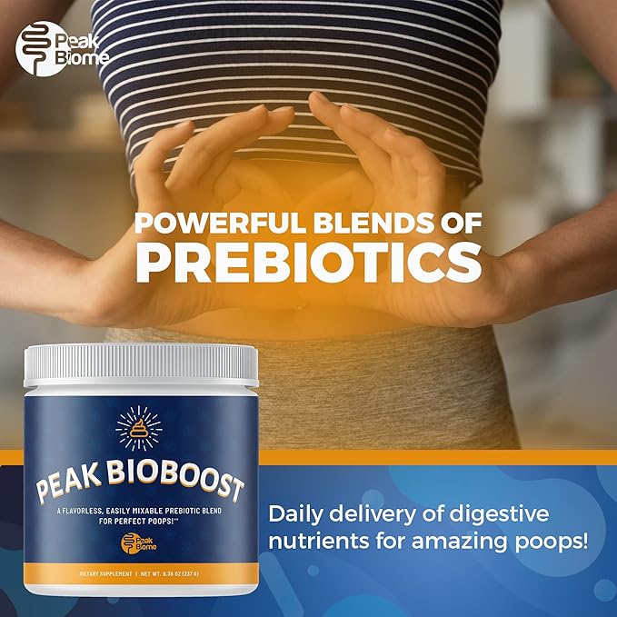 Peak BioBoost - Prebiotic Fiber Supplement - Flavorless Digestive Nutritional Supplements - Easy to Dissolve Prebiotic Powder - No Gluten Soy or Dairy - 1 Month Supply - 30 Servings