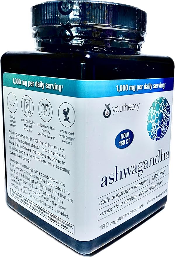 Organic KSM-66 Ashwagandha Supplement – 180 Vegetarian Capsules 1000mg per Daily Serving Supports Healthy Stress Management Response
