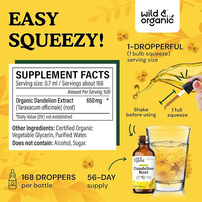 Wild &amp Organic Turmeric Tincture 4 fl oz &amp Dandelion Root Tincture 4 fl oz