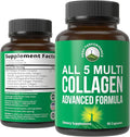 Peak Performance All 5 Multi-Collagen Capsules - 90 Pills of Grass Fed Peptides Protein - Supplement with All 5 Collagen Types I II IIIV X from Beef Fish Eggshell and Chicken Bone Broth