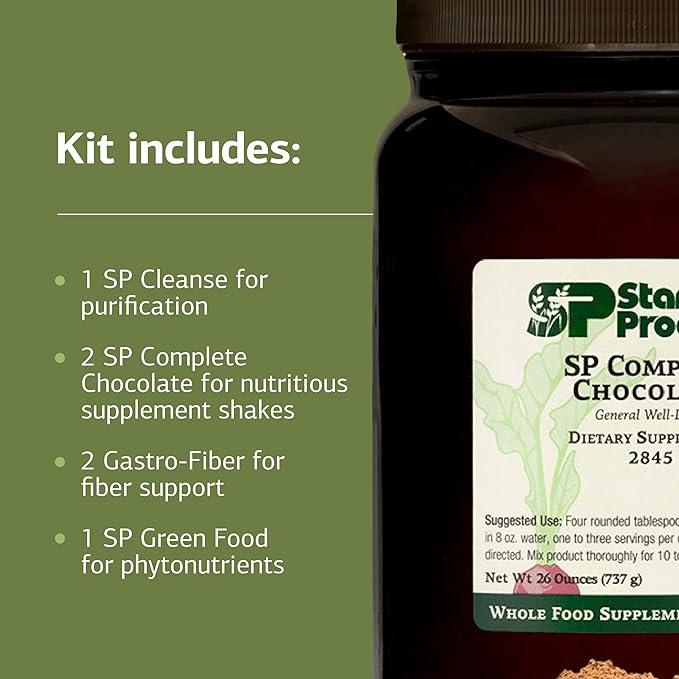 Standard Process Purification Product Kit with SP Complete and Gastro Fiber - 21-Day Detox for Healthy Body Maintenance - Vegetarian Gluten-Free &amp Non-Soy - 1 Kit - Chocolate