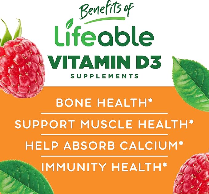 Lifeable Zinc 50mg + Vitamin D 5000 IU Gummies Bundle - Great Tasting Vitamin Supplement Gluten Free GMO Free Chewable Gummy