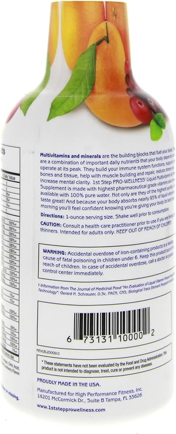 1st Step Pro-Wellness Liquid Multi-Vitamin and Mineral Supplement Citrus Burst 16-Ounce Bottles
