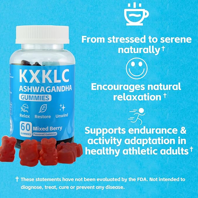 Organic Ashwagandha Gummies 2500mg with Maca Root &amp L-Theanine | Plant-Based Adaptogen Blend | USDA Organic Non-GMO Verified | Mixed Berry Flavor (120Count-2Pack)