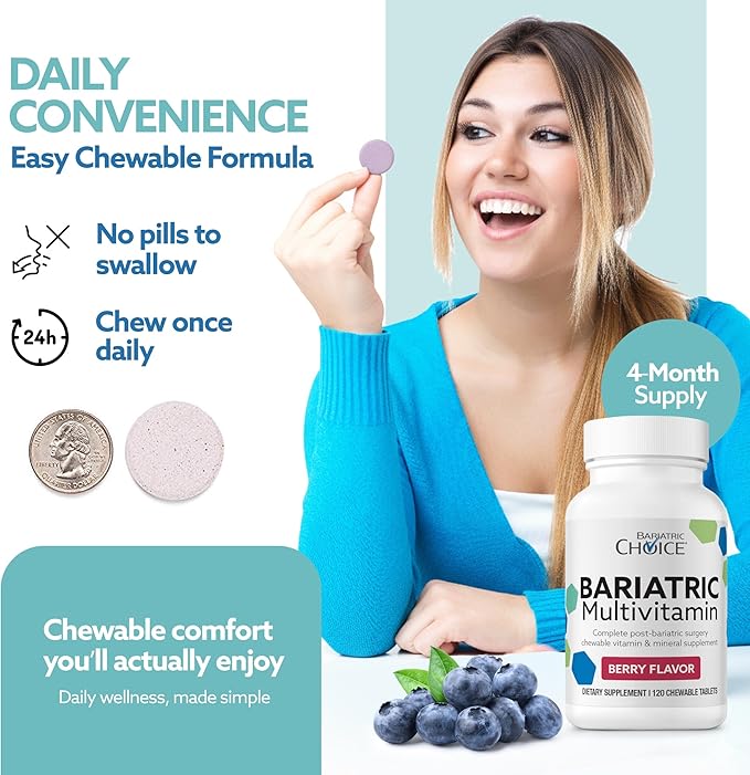 Bariatric Choice My Bariatric Chewable Multivitamin with Iron &amp 300mg Calcium Berry (120ct)