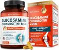 Glucosamine Chondroitin MSM Joint Support Supplement - Collagen Peptides Turmeric and Ginger Hyaluronic Acid Glucosamine Chondroitin Sulfate for Joint Comfort - Gluten Free Non GMO 180 Capsules