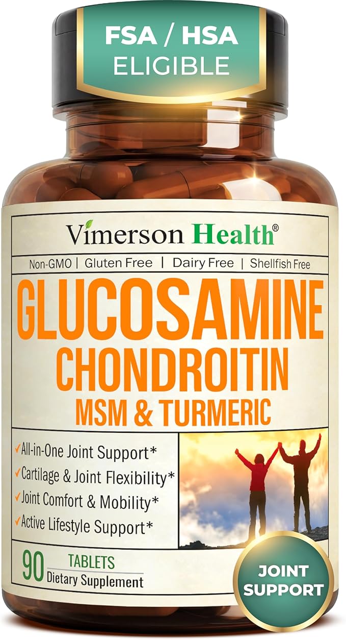 Glucosamine Chondroitin MSM – Joint Support Supplement for Women and Men with Glucosamine Sulfate 1500 mg Chondroitin and MSM – for Cartilage Joint Health and Flexibility – 90 Tablets