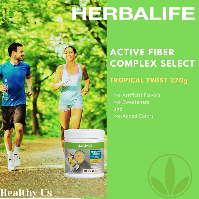 HerbalifeHERBALIFE Active Fiber Complex Select: Tropical Twist 270g for Digestive Health No Artificial Flavors or Sweeteners Gluten-Free Made with Non-GM Ingredients Certified Vegetarian