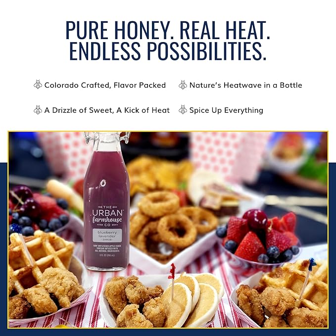 The Urban Farmhouse Co. Organic Vinegar Shrub – Blueberry 9 oz Bottle – Small Batch Drinking Vinegar with Apple Cider Vinegar &amp Whole Berries – Cocktail Mixer Gut Health Tonic No Sugar Added