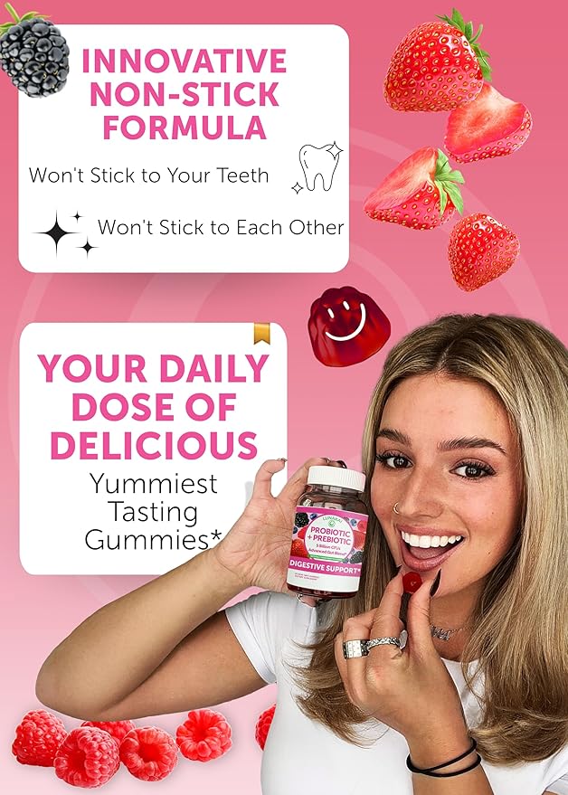 Lunakai USA Made Probiotic + Prebiotic &amp B12 Extra Strength Gummies Bundle – Digestive &amp Daily Energy Support – 60 Non-GMO Gummies Each
