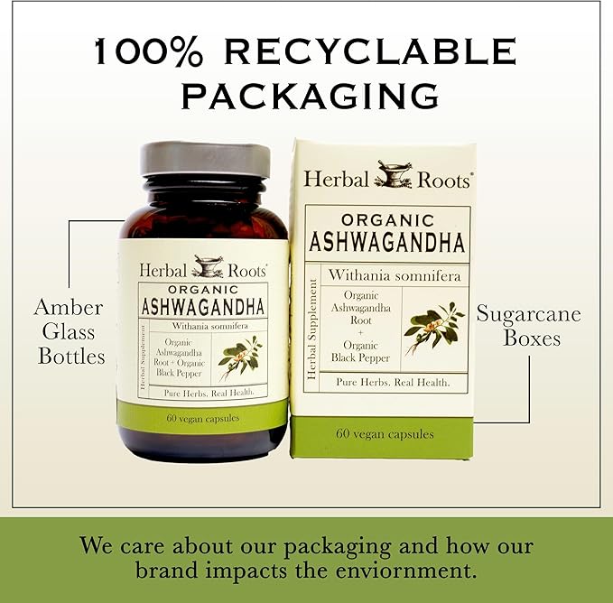 Herbal Roots Mood Duo Organic St. John's Wort and Ashwagandha Supplement Natural Mood Support Non-GMO