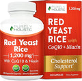 Red Yeast Rice with CoQ10 Supplement | Healthy Cholesterol Levels &amp Heart Health Support | Extra Strength Red Yeast Rice 1200 MG (600 MG Per Capsule) with Monakolin K | No Citrinin Non-GMO | 120