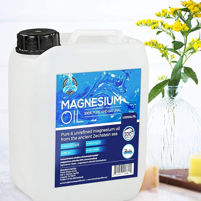 Pure Magnesium Oil Bulk Topical Magnesium Chloride Directly from Zechstein Sea Official Distributor of Zechstein Inside (1.32Gal/5L)