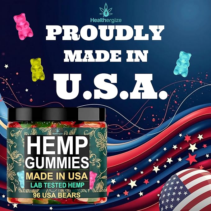 Hemp Gummies Sleep Calm Relaxation-Made in USA-Edibles Gummy Bears Candy-96 Count