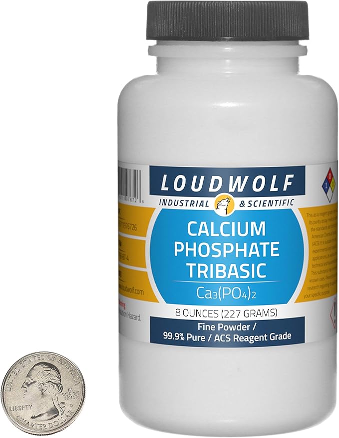 Calcium Phosphate Tribasic / 8 Ounce Bottle / 99.9% Pure ACS Reagent Grade/Fine Powder