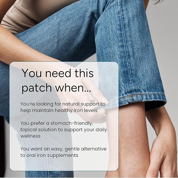The Patch Remedy Iron Patch | Iron Bisglycinate Vitamin C B9 (Methylfolate) B12 Beta-Carotene Astaxanthin | 30 Patches