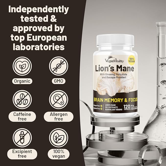Vegan Vitality Lion's Mane x General Health Combo Bundle - 6 Months Lion's Mane and Multivitamins