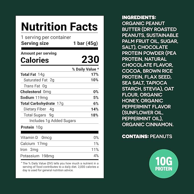 FROPRO Plant Protein Snack Bars - Plant Based Protein Bars All-Natural Gluten Dairy &amp Soy Free High Protein Bars with Low Calories | Mint 24 Pack