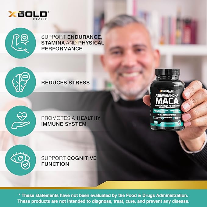 Ashwagandha 5000mg + Maca Root Black Red Yellow 4000mg Rhodiola &amp L-Theanine: 30:1 Extract Ashwagandha Capsules 20:1 Extract Maca Root Capsules - Supplement for Men and Women