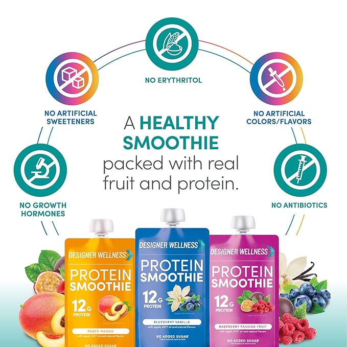 Designer Wellness Protein Smoothies Super Fruits Variety and Mixed Berry Bundle