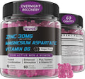 Zinc and Magnesium Supplement Zinc Magnesium Aspartate Post Workout Gummies for Men Women with Vitamin B6 B12 D3 Turmeric for Nighttime Recovery Reduce Fatigue Boost Immunity &amp Sleep 60 Co