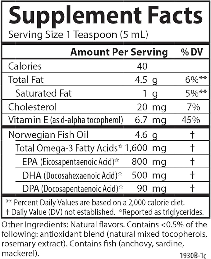 Carlson - The Very Finest Fish Oil 1600 mg Omega-3s Fatty Acids EPA DHA &amp DPA Liquid Fish Oil Supplement Norwegian Wild-Caught Sustainably Sourced Mixed Berry 200 mL (6.7 Fl Oz)